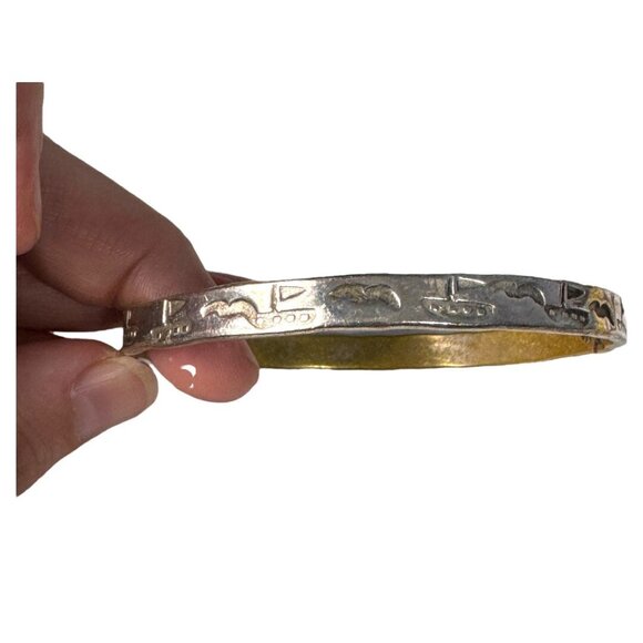 VTG Sterling Silver 925 Hecho en Mexico Sailboats Stacker Bangle Bracelet - Picture 1 of 4